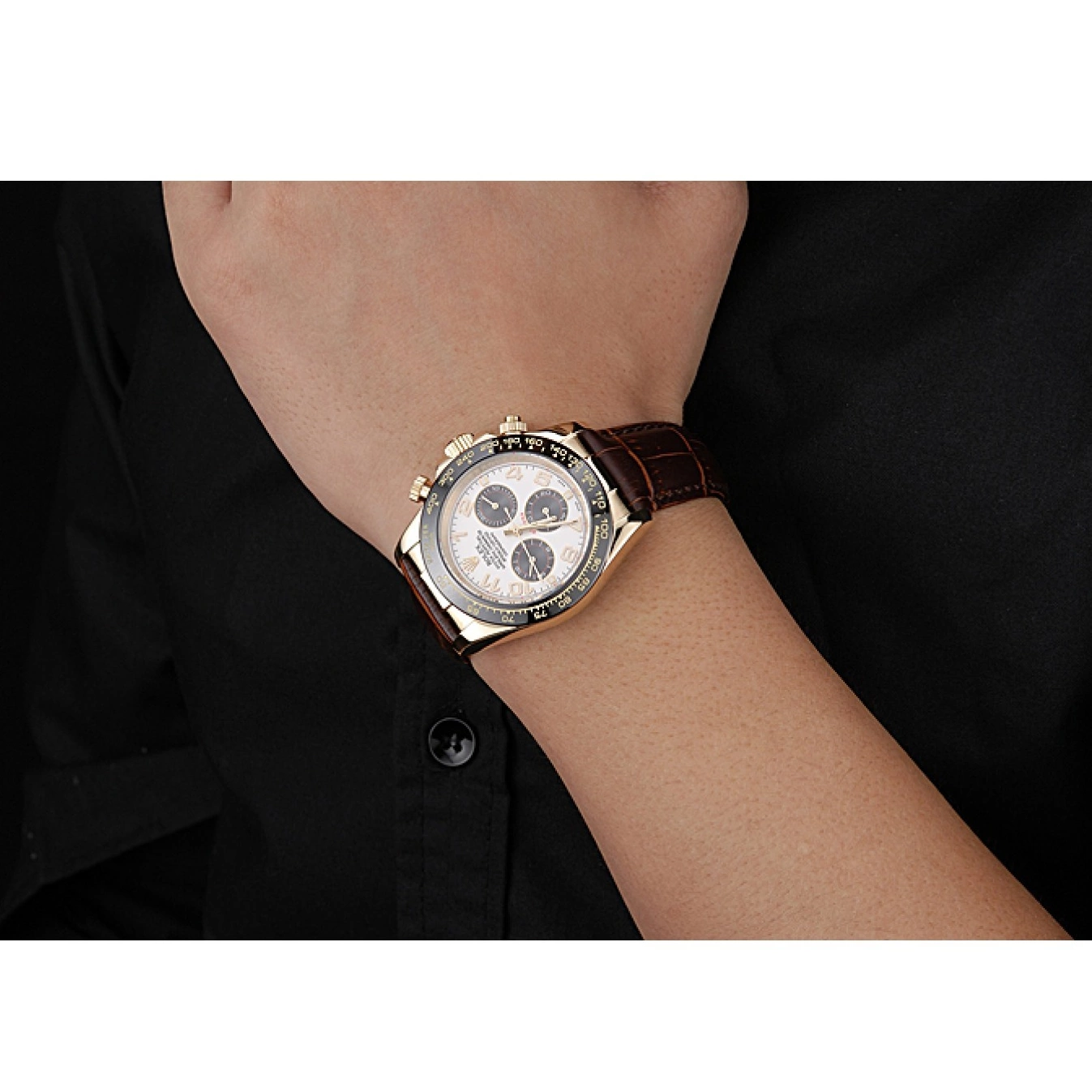 Aaa replica watch Subdials Leather 622634 Bracelet Case Rolex Gold Black Cosmograph Brown Daytona 0731